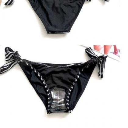 Bandage Striped Bikini Set