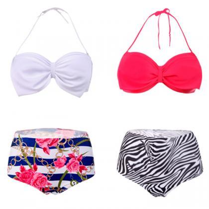 Women's Halter Stripe Bikinis Set..