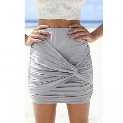 Wrap Draped Slim Mini Skirt