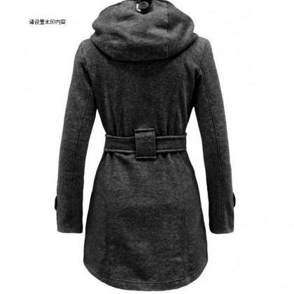 Plus Size Double Breasted Long Coat