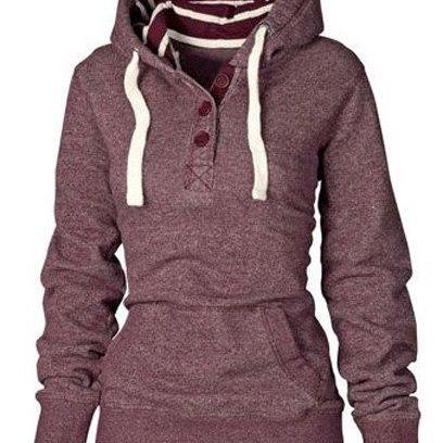 Striped Hooded Button Pocket Pullover Hoodie
