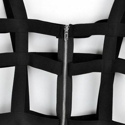 Women Sexy Pleated Suspender Skirt Braces Hollow..
