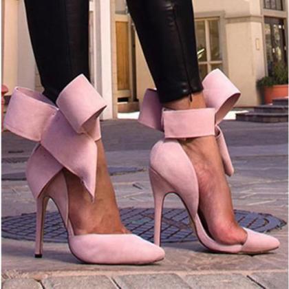 Charming Removable Big Bow High Heel Shoes