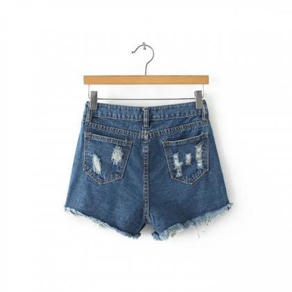 Heavily Distressed High Waisted Denim Shorts..