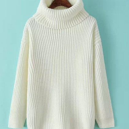 Chunky Knit Turtleneck Long Sleeves Sweater