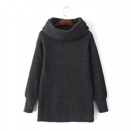 Chunky Knit Turtleneck Long Sleeves Sweater