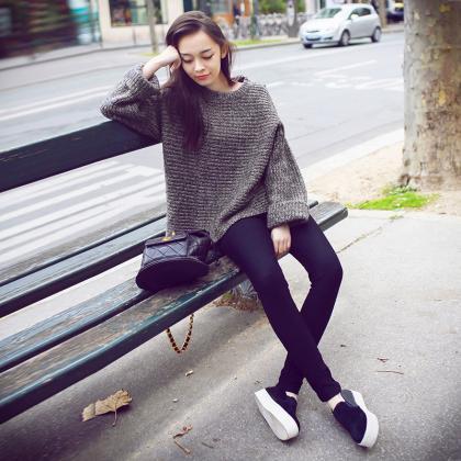 Lazy Style Loose Batwing Pullover S..