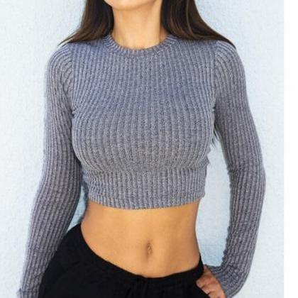 Back Cross Navel Scoop Striped Pullover Sweater