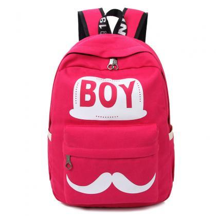 Boy Mustache Print Classical Canvas Backpack..