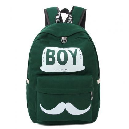 Boy Mustache Print Classical Canvas Backpack..