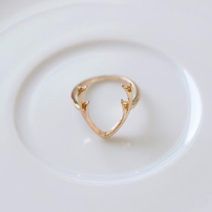 Deer Antlers Ring In Gold Or Silver, Jewelry