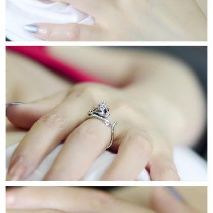 Cat Lovers Ring Opening Size Adjustable Alloy..