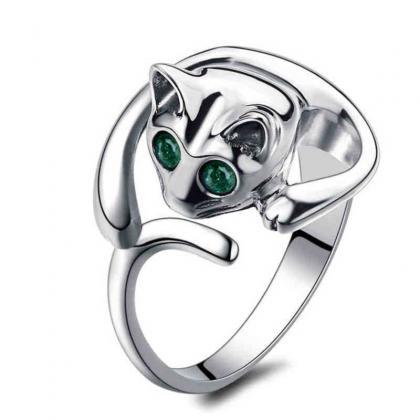 Cat Lovers Ring Opening Size Adjustable Alloy..
