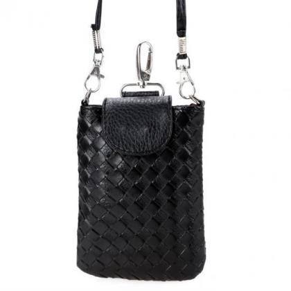 Fashion Women Synthetic Leather Woven Pattern Cell..