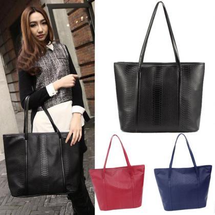Faux Crocodile Leather Tote Bag Featuring Double..