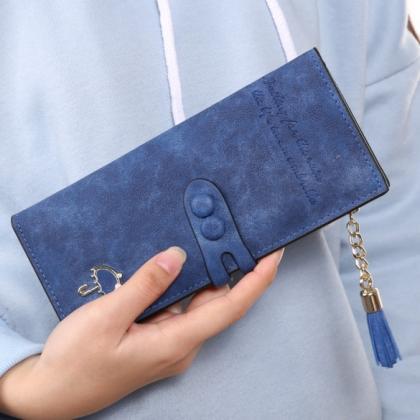 Women Lady Synthetic Leather Card Holder Long..