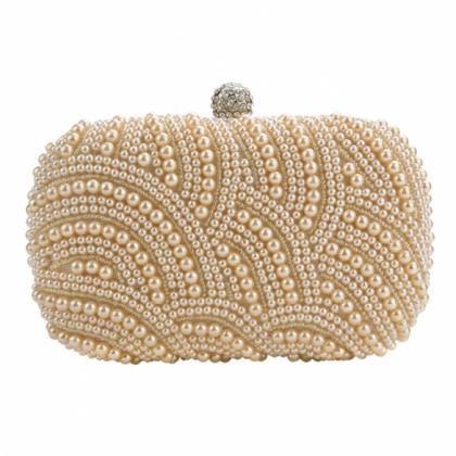 Fashion Lady Women Clutch Bag Pearl Beaded Party..