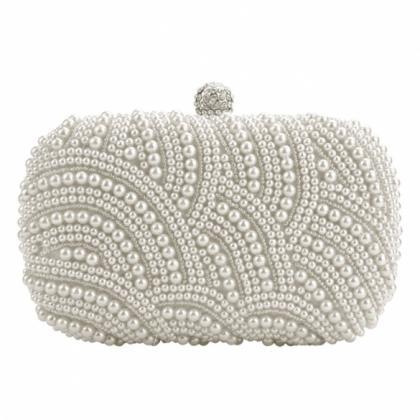 Fashion Lady Women Clutch Bag Pearl Beaded Party..