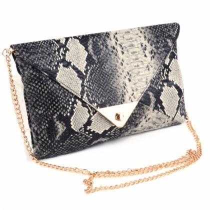 Women Vintage Vogue Snake Skin Envelope Bag Day..