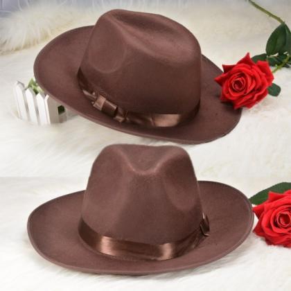 Wool Vintage Fedora Hat with Bow Ac..