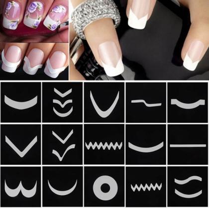 24 Styles Sheet Diy Stickers French Nail Art Tips..
