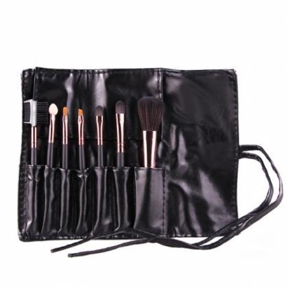 7 Pieces Travel Makeup Brush With Faux Leather..