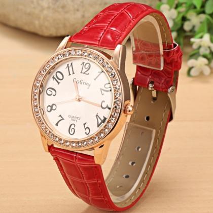 Women Fashion Synthetic Leather Large Dial..
