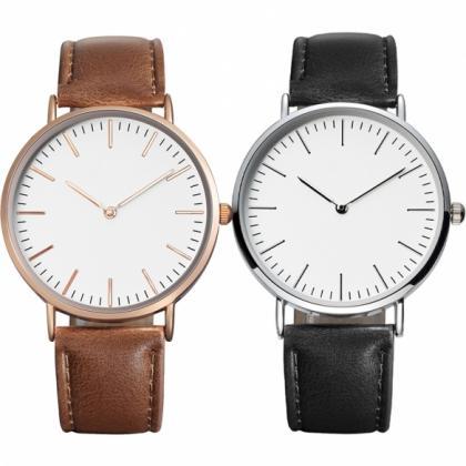 Fashion Men Round Dial Synthetic Leather Band..