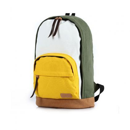 Leisure Cute Contrast Color Canvas Backpack