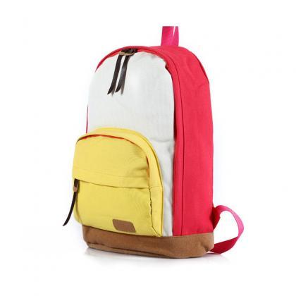 Leisure Cute Contrast Color Canvas Backpack