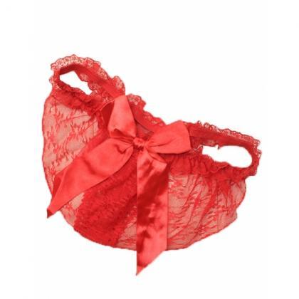 Ladies Sexy Bowknot Lace Thongs G-string V-string..