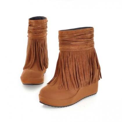 Tassel High-heeled Women Ankle Boots Shoes