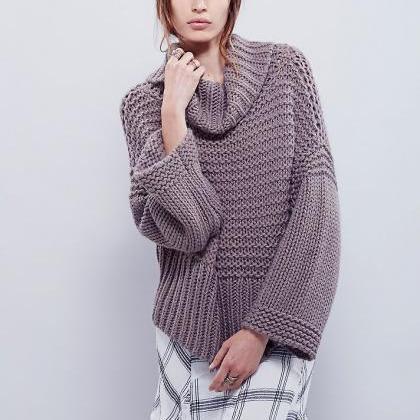 Dropped Shoulder Shawl Collar Solid Knit Loose..
