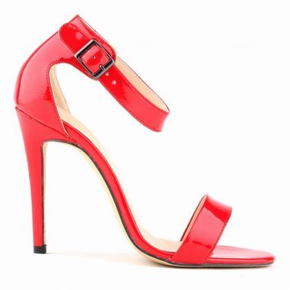 Patent Leather Open-toe Ankle Straps High Heel..