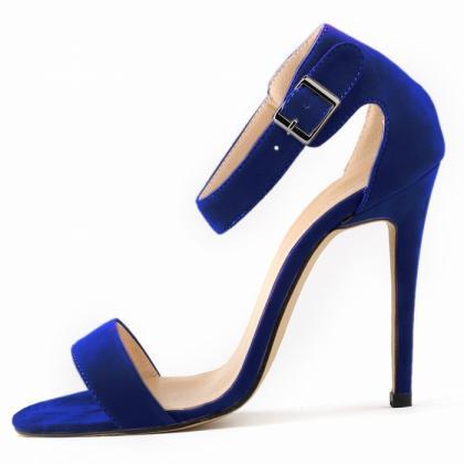 Faux Suede Ankle Strap High Heel Sandals