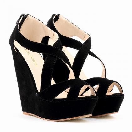 Super High-heeled Wedge Cross Strap Sandals