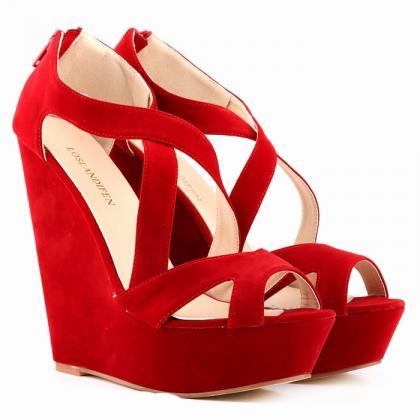 Super High-heeled Wedge Cross Strap Sandals