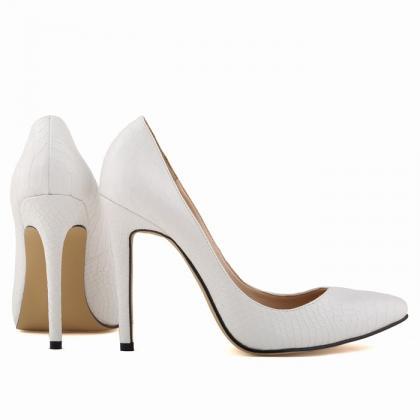 PU Leather Snake Print Pointed Toe Stiletto