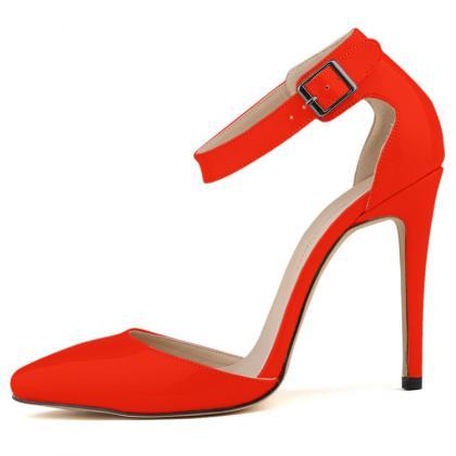 Pointed-toe Stiletto Heels With Adjustable Buckle..