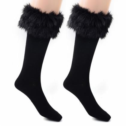 Japan Style Winter Snow Socks With Synthetic Fur..