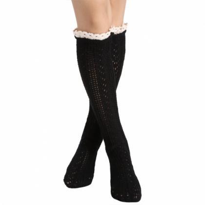 Avidlove Button Boot Socks With Lace Trim Long..