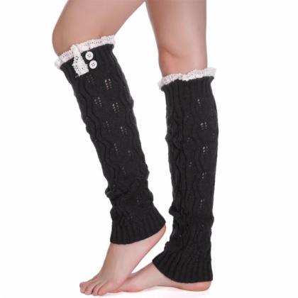 Women Lady Girls Knitted Thigh-high Sock Knitted..