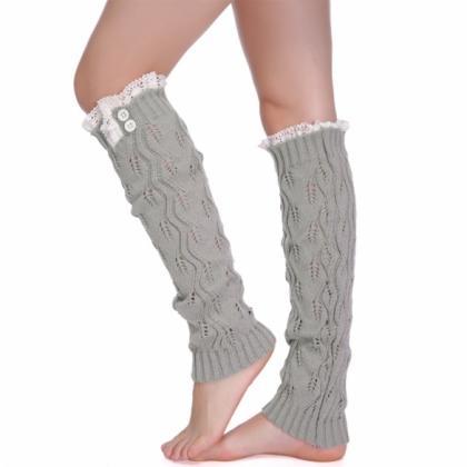 Women Lady Girls Knitted Thigh-high Sock Knitted..