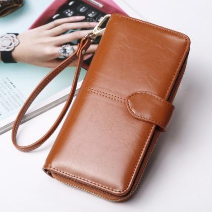 Fashion Women Synthetic Leather Zip Purse Card..