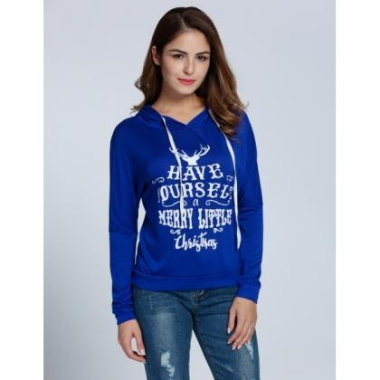 Fashion Women Hooded Long Sleeve Letter Pullover..