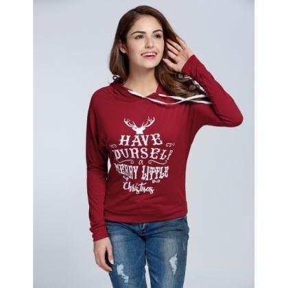 Fashion Women Hooded Long Sleeve Letter Pullover..