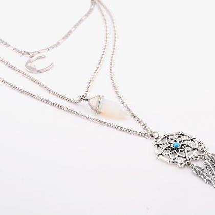 Dreamcatcher Crystal Moon Long Sweater Chain..