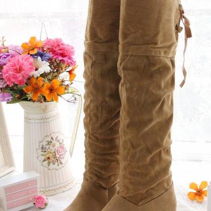 Casual Style Suede Tall Canister Boots