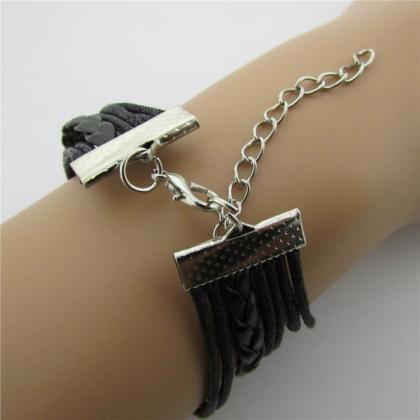 Love Heart Hand-made Leather Cord Bracelet