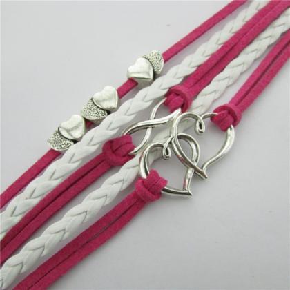 Retro Heart Hand-made Leather Cord Bracelet